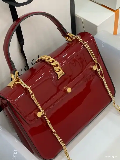 Firstbag ru MINI TOP BAG GUCCI PATENT 1969 HANDLE LEATHER Sylvie 0212