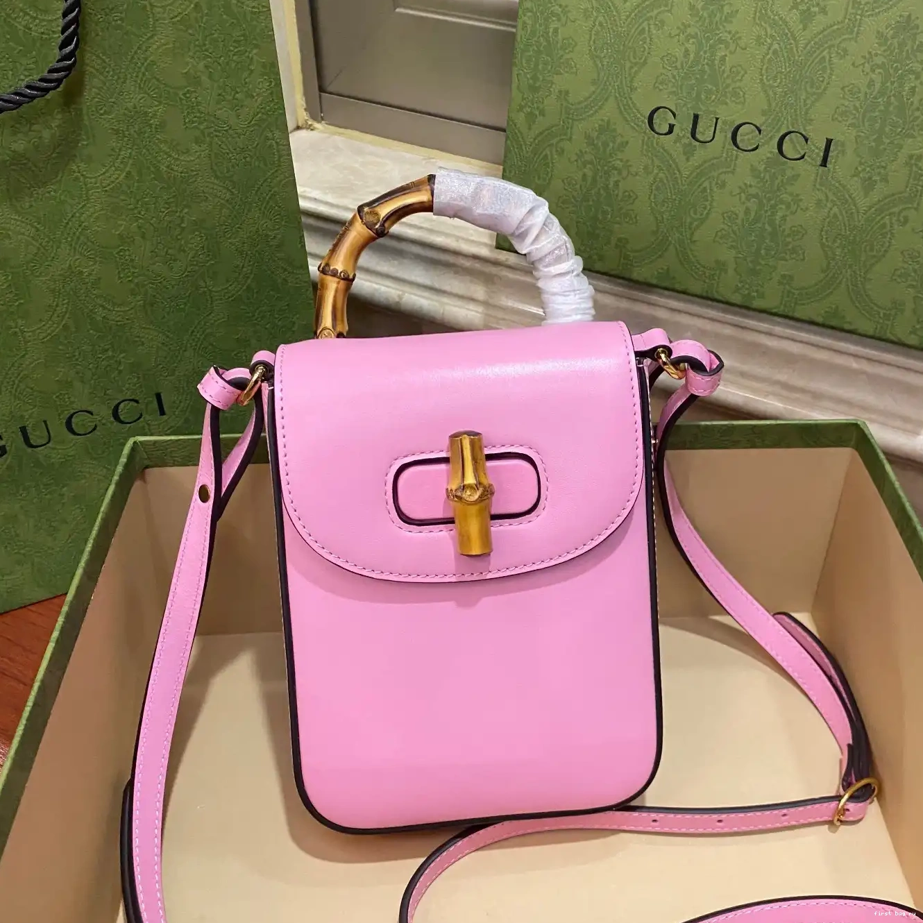 First bag ru Gucci mini handbag Bamboo 0223