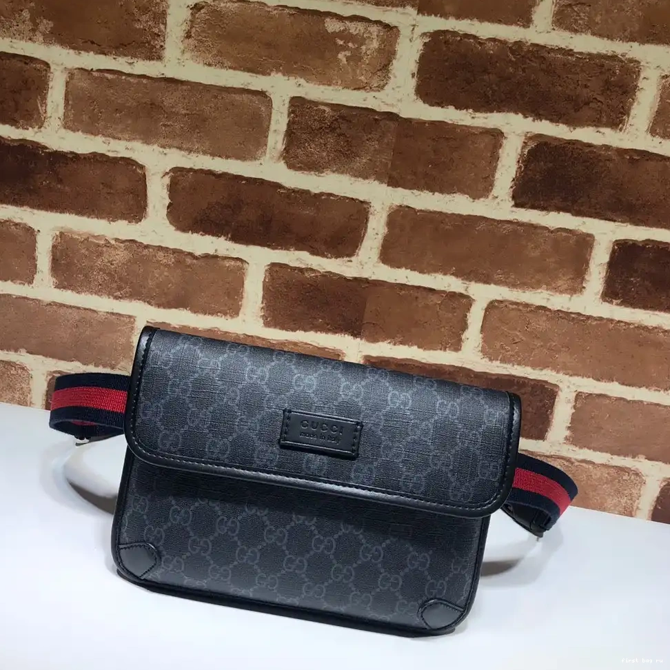 First bag ru GUCCI bag Black GG belt 0217