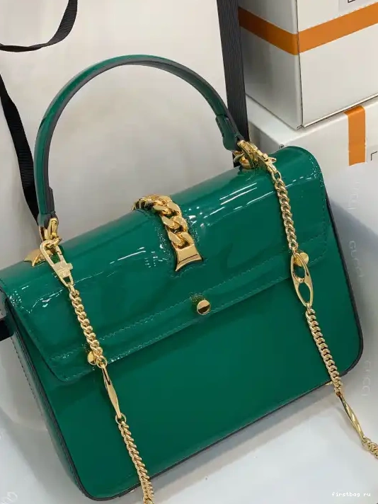 Firstbag ru PATENT HANDLE Sylvie MINI BAG 1969 TOP LEATHER GUCCI 0221