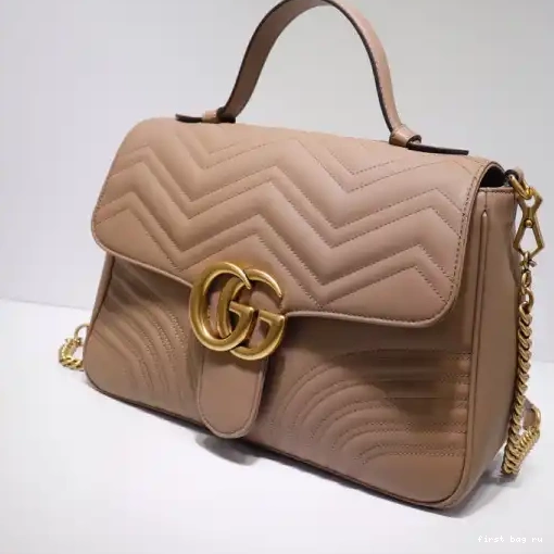 First bag ru Gucci medium top handle bag GG Marmont 0219