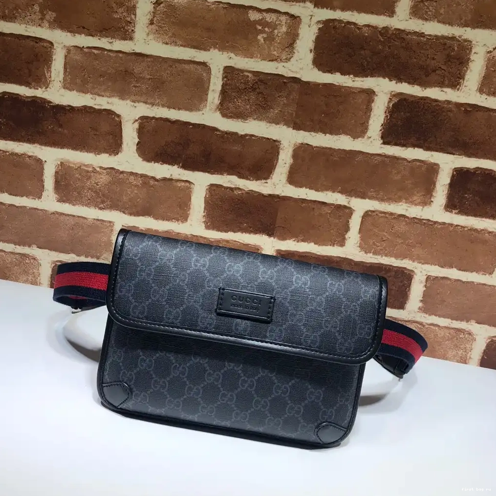 First bag ru GUCCI bag Black GG belt 0217