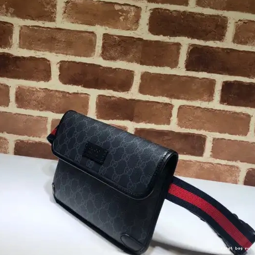 First bag ru GUCCI bag Black GG belt 0217