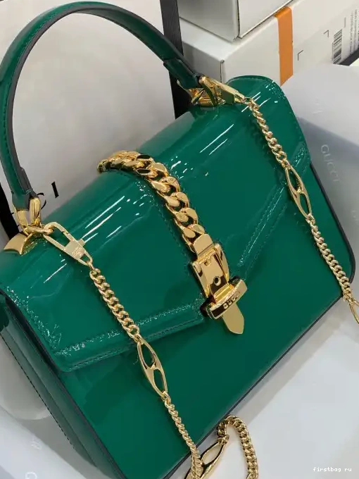 Firstbag ru PATENT HANDLE Sylvie MINI BAG 1969 TOP LEATHER GUCCI 0221