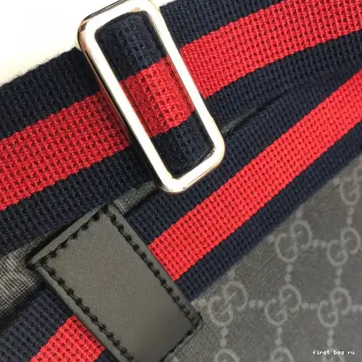 First bag ru GUCCI bag Black GG belt 0217